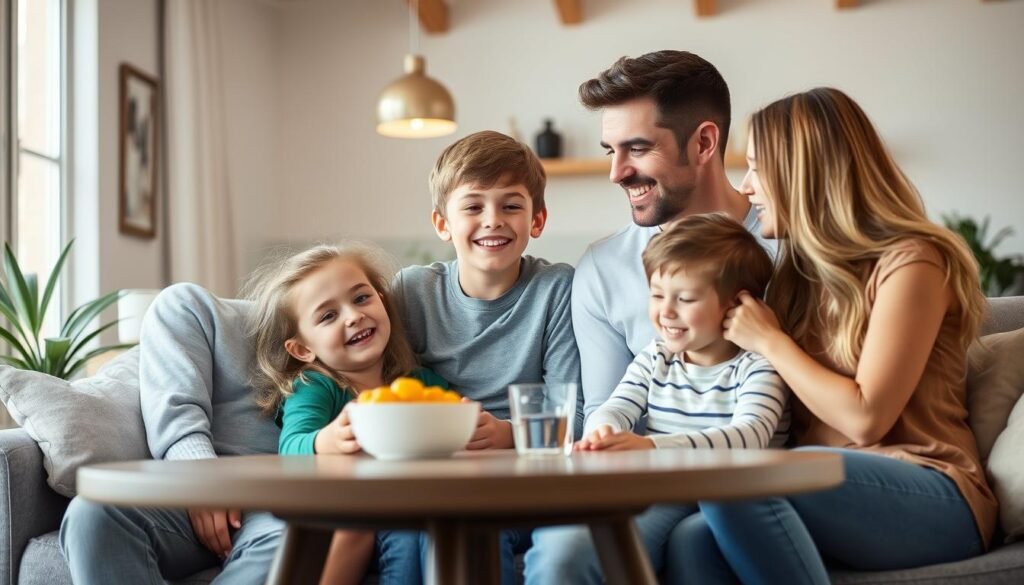 Famiglia felice che beneficia del Bonus Famiglia