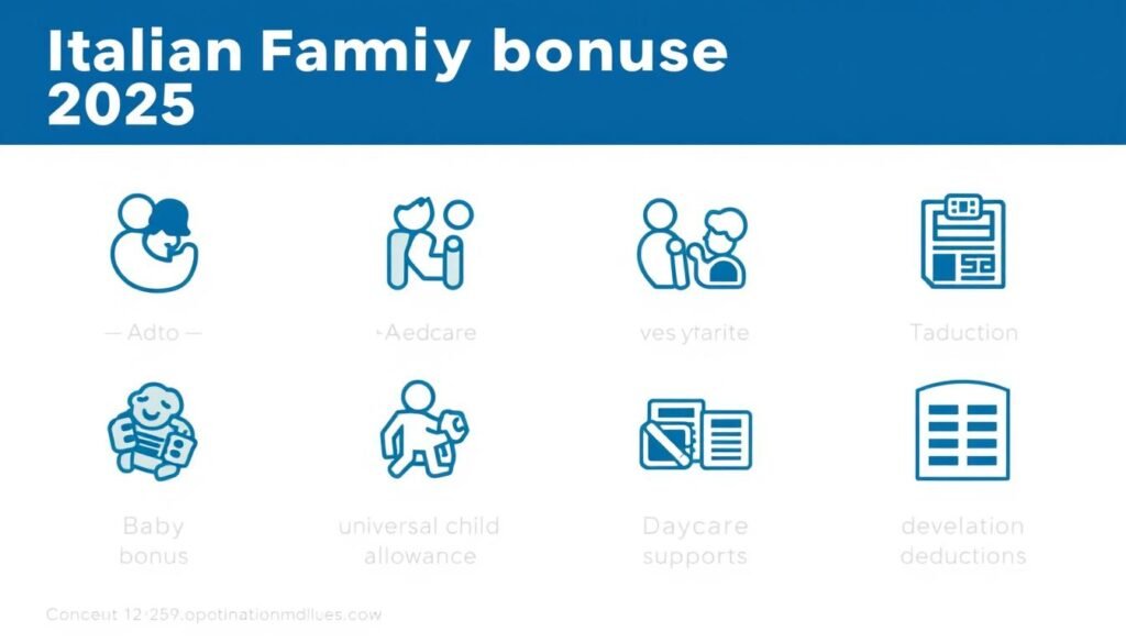 Infografica che mostra i diversi tipi di Bonus Famiglia disponibili nel 2025